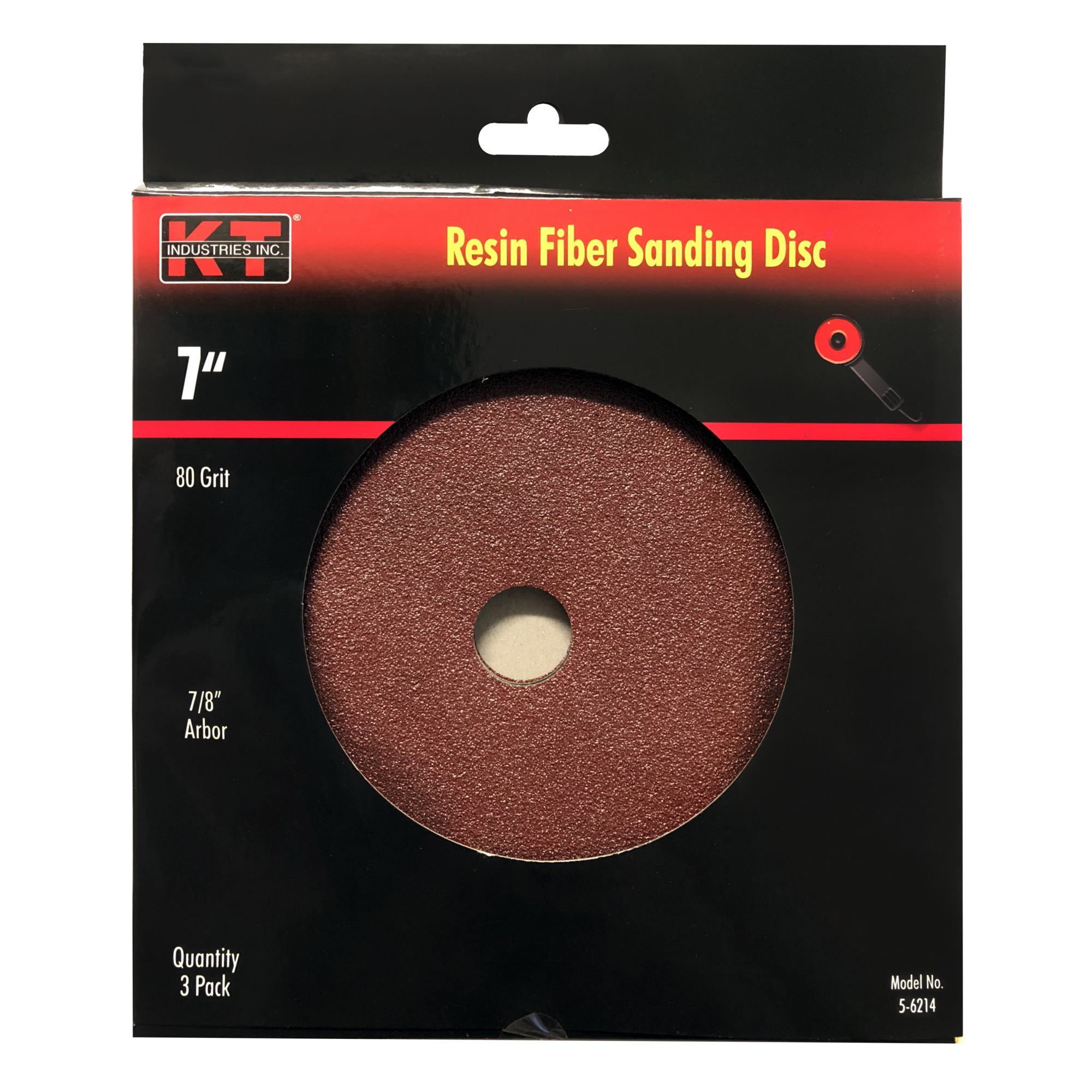K-T Industries Sanding Discs — 7in., 80-Grit, Aluminum Oxide, 3 Pk, Model# 5-6214